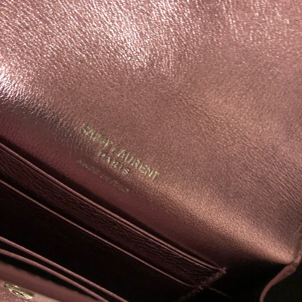 YSL Yves Saint Laurent Azalea Metallic Pink Wallet Rare - Picture 6 of 16